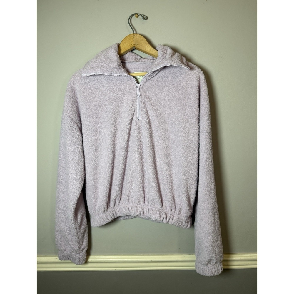 Urban Outfitters Sweatshirt Adult‎ Small 1/4 Zip Purple Terry Cloth Women